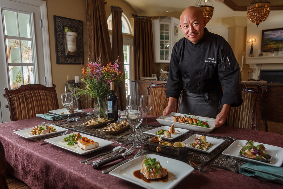Private Chef presenting dishes